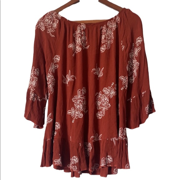 Janette Plus Rust Colored Babydoll Top - Picture 6 of 10